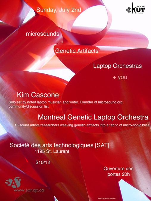 Montreal Genetic Laptop Orchestra LIVE SAT Flyer